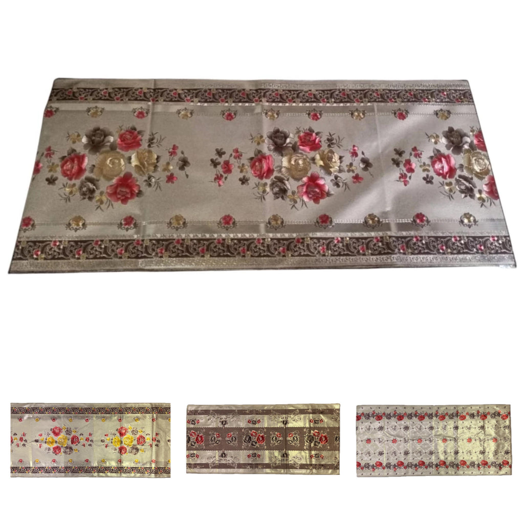 Taplak Meja Tamu Plastik Anti Air Motif  110x50 cm / Taplak Meja Tamu Mewah Waterproof Print lebar 50cm