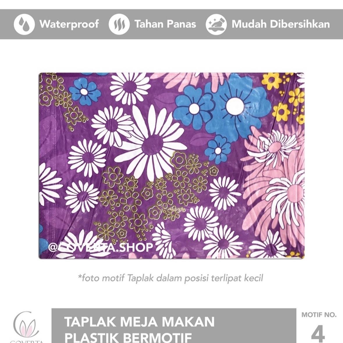 Taplak Meja Makan Plastik Anti Air Motif Bentuk Kotak / Segi