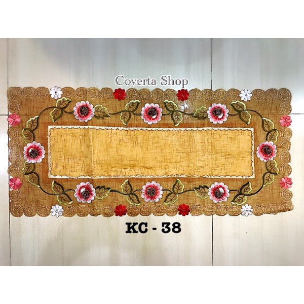 Taplak Meja Tamu Kaca Bordir 40x90cm