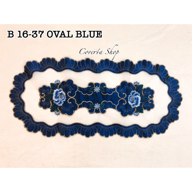 Taplak Meja Tamu Bordir 40x85cm (Kode B16-37 Oval)