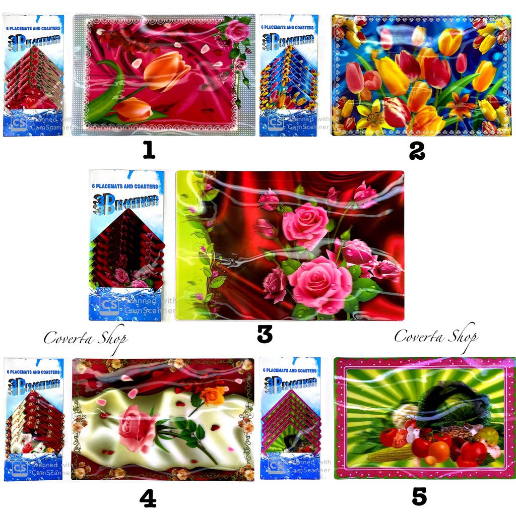 Tatakan Piring dan Tatakan Gelas Motif 3D - Placemats dan Coasters