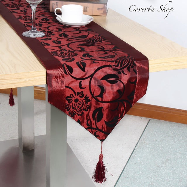 Table Runner Satin - Taplak Meja Panjang - Merah Maroon - 28x200cm