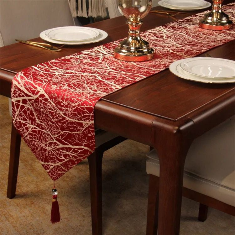 Table Runner Panjang Meja Makan / Taplak Meja Tamu Motif Grass Root