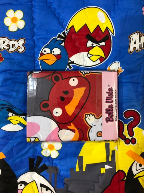 Bella Vista Bed Cover Single Set Karakter Anak - 120x200x30cm (Labubu, Dinosaur, Hello Kitty, Animals, dll)