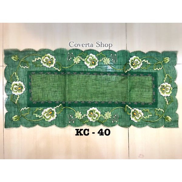 Taplak Meja Tamu Kaca Bordir 40x90cm