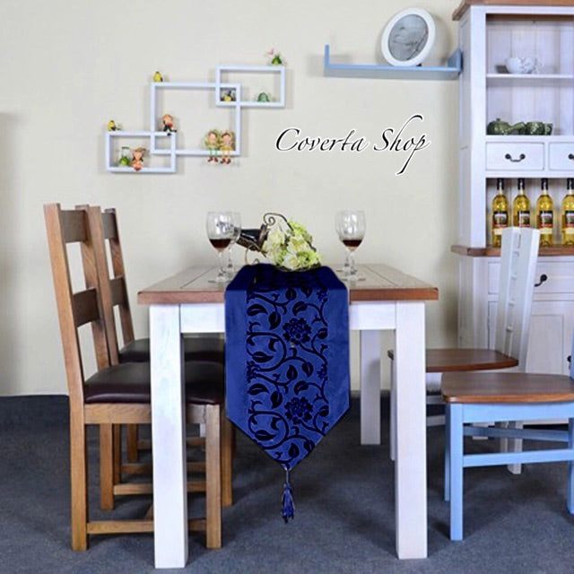 Table Runner - Taplak Meja Panjang - Satin - Blue - 30x200cm