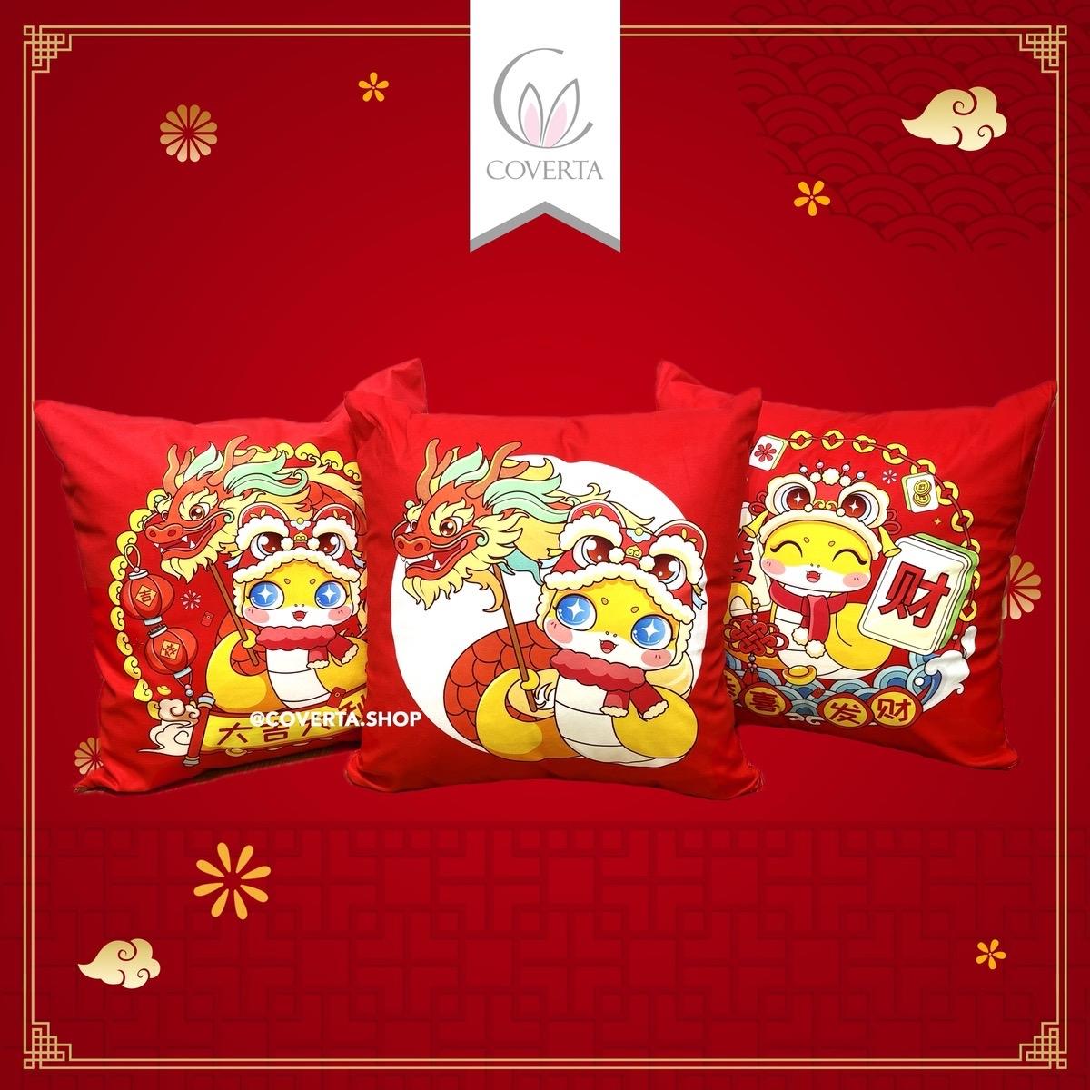 Sarung Bantal Sofa 45x45 cm Motif Lunar Red | Sarung Bantal Kursi Merah