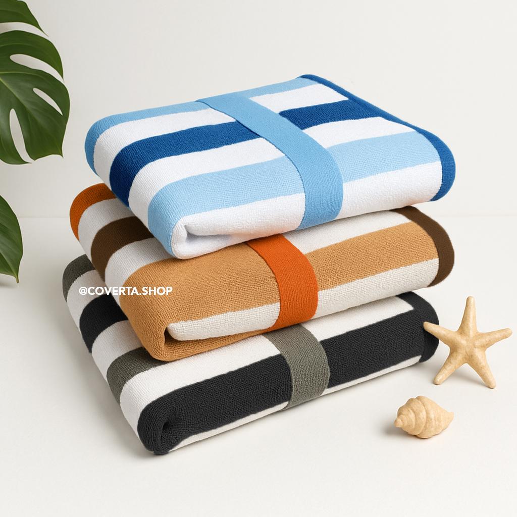 Handuk Pool Towel Handuk Pantai Motif Garis - Handuk Renang Tebal Premium 70x140cm