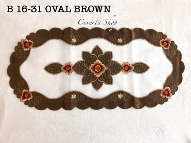 Taplak Meja Tamu Bordir 40x85cm (Kode B16-31 Oval)