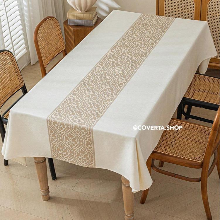 Taplak Meja Makan Raya - Taplak Meja Makan Linen Estetik Motif Raya | Alas Meja Makan Minimalis