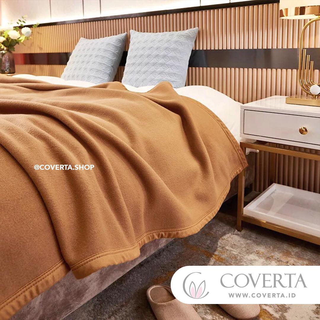 Selimut Flanel Coklat Muda 160x200cm