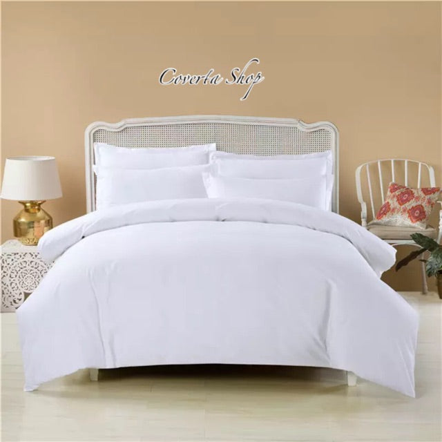 Duvet Cover Hotel Putih Polos / Salur + Isi Duvet 150x210cm