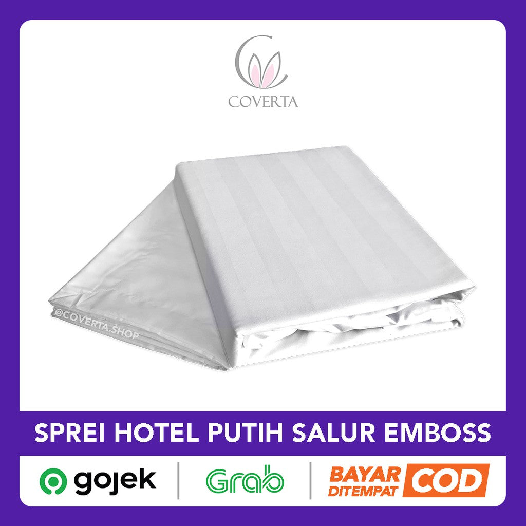 Sprei Hotel Putih Salur Emboss Atlantic 160/180/200x200x30cm