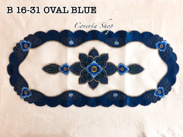 Taplak Meja Tamu Bordir 40x85cm (Kode B16-31 Oval)