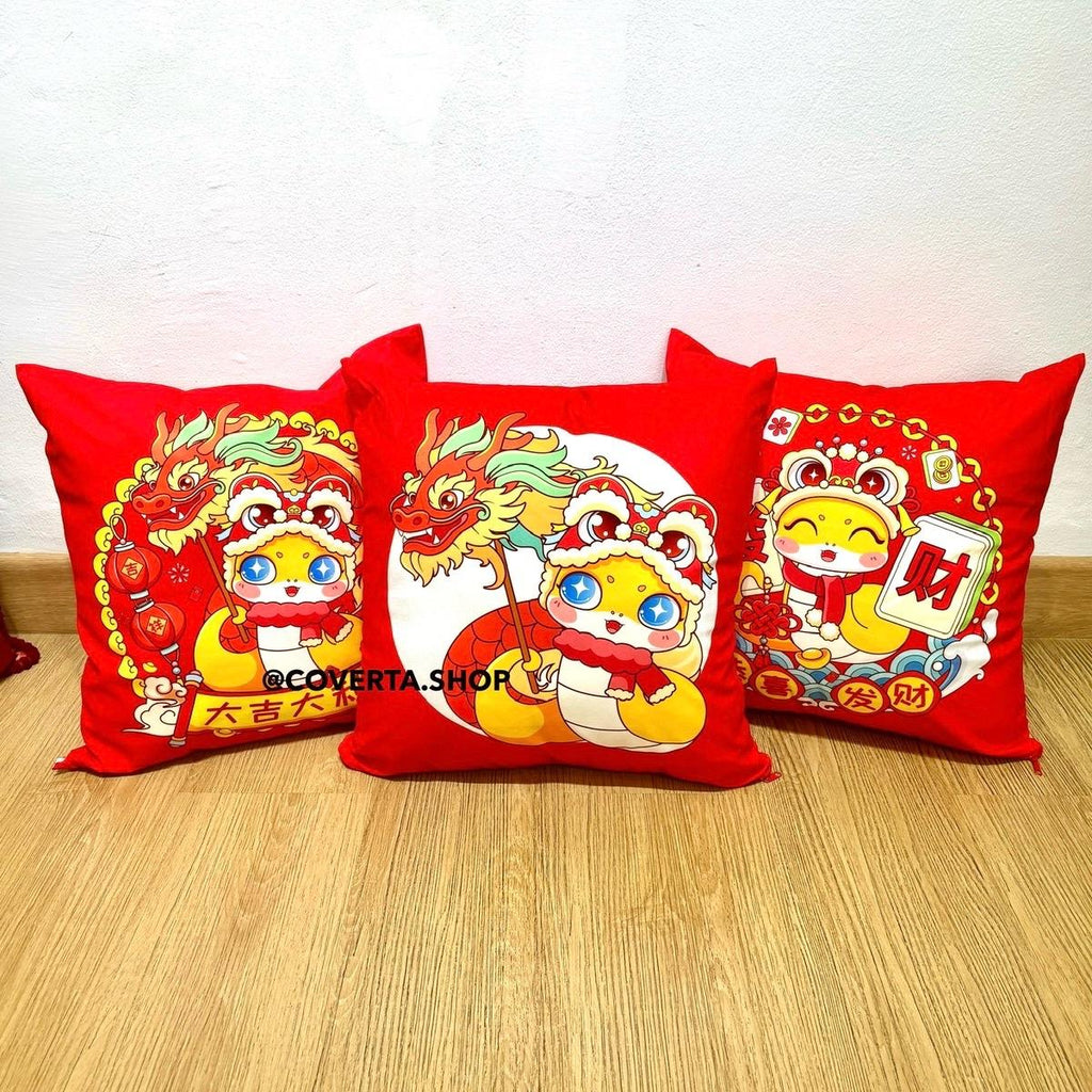 Sarung Bantal Sofa 45x45 cm Motif Lunar Red | Sarung Bantal Kursi Merah