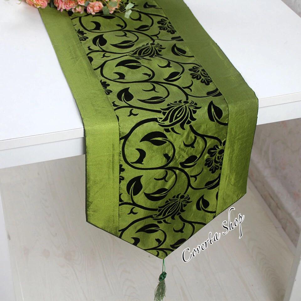 Table Runner Taplak Meja Panjang Green 28x200cm