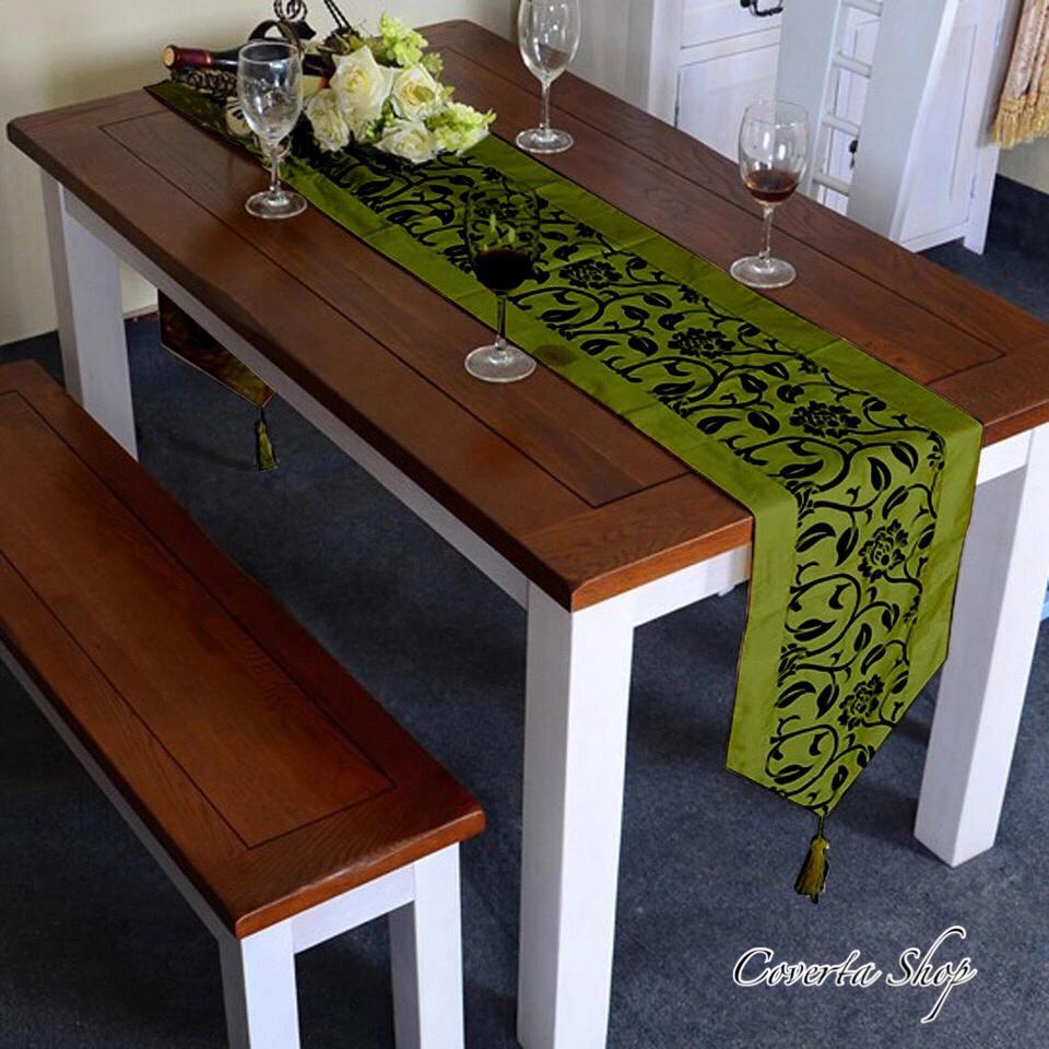 Table Runner Taplak Meja Panjang Green 28x200cm