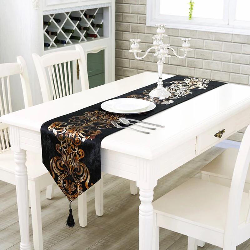 Table Runner / Bed Runner - Taplak Panjang Luxury Black 33x210cm