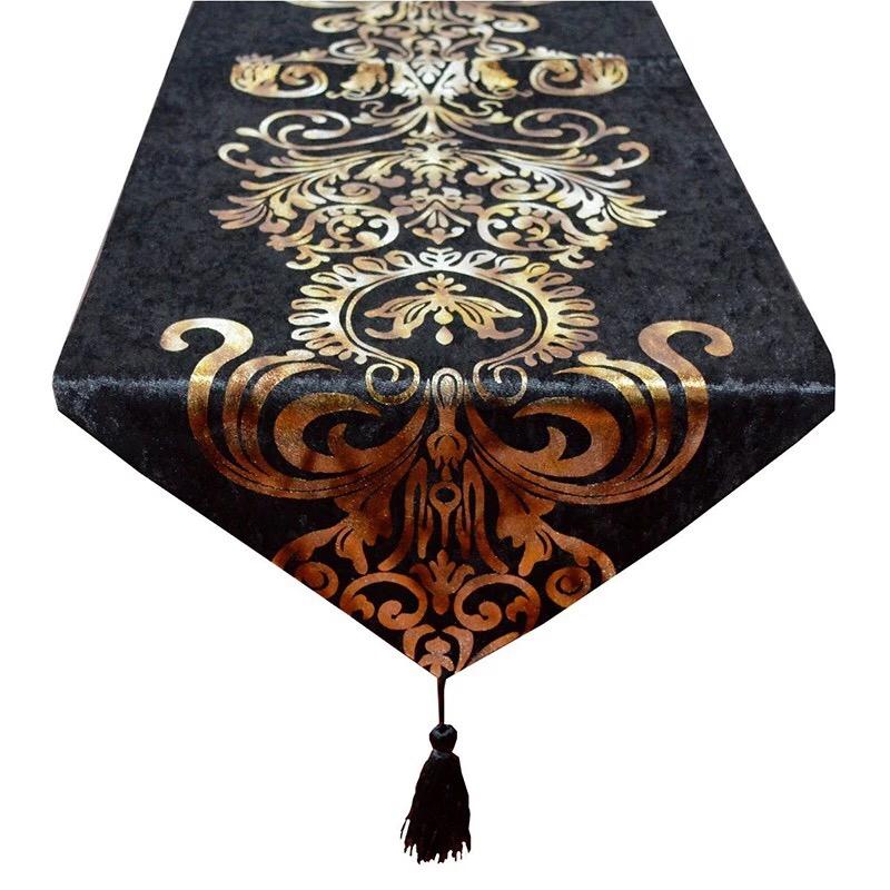 Table Runner / Bed Runner - Taplak Panjang Luxury Black 33x210cm