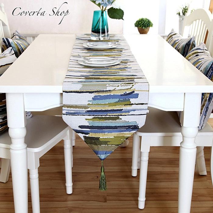 Table Runner Tenun - Bed Runner - Taplak Meja Panjang Green - 33x180cm