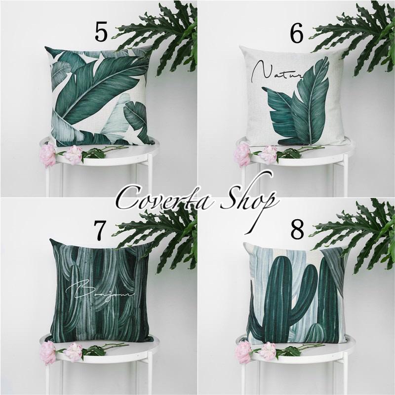 Sarung Bantal Sofa Hijau - Monstera 45x45cm