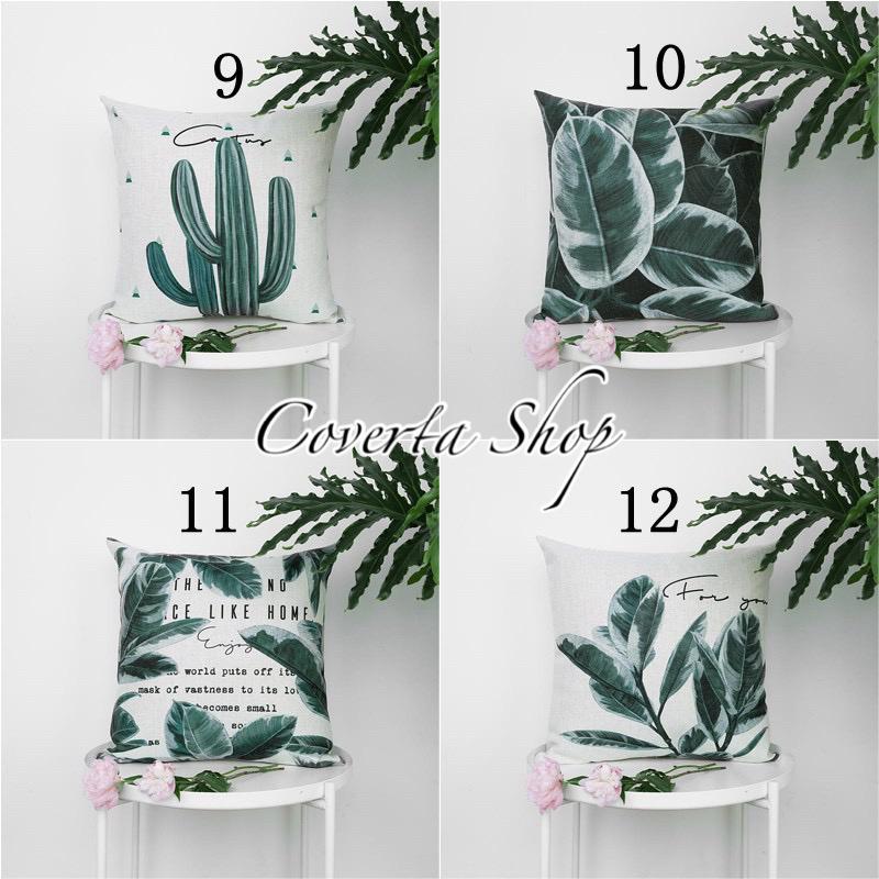 Sarung Bantal Sofa Hijau - Monstera 45x45cm