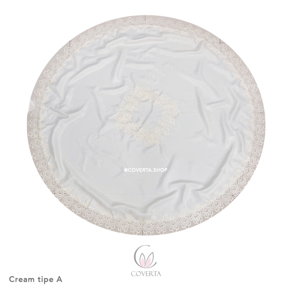 Taplak Meja Makan Kain Bordir Bulat Round Diameter 180cm
