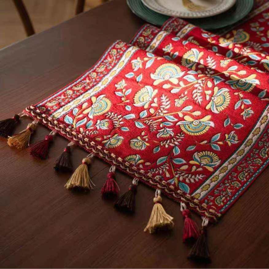 Table Runner Etnik Cotton Linen Taplak Meja Makan Panjang