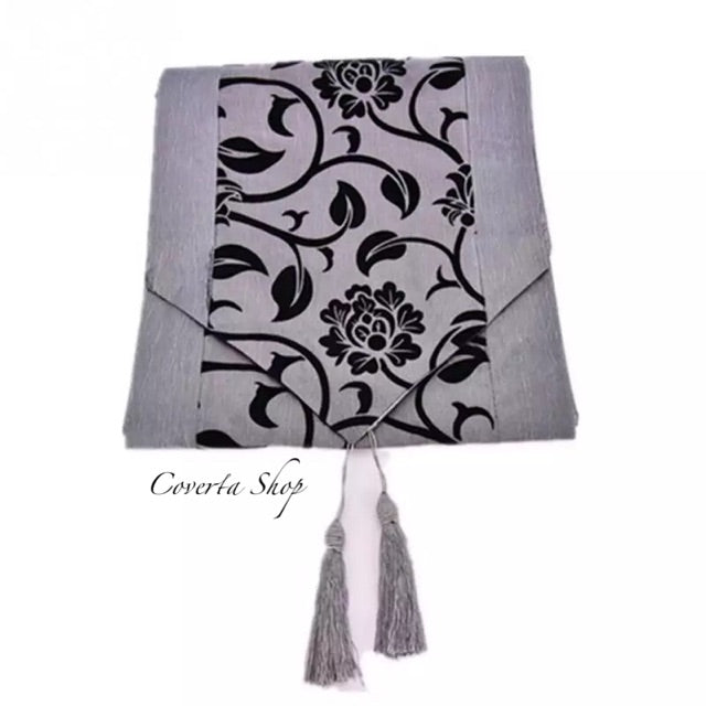 Table Runner - Taplak Meja Panjang - Satin - Grey - 30x200cm