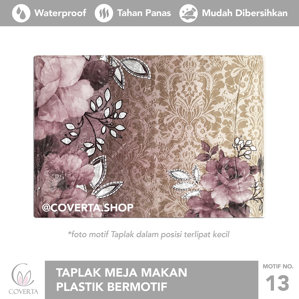 Taplak Meja Makan Plastik Anti Air Motif - Bentuk Kotak / Segi