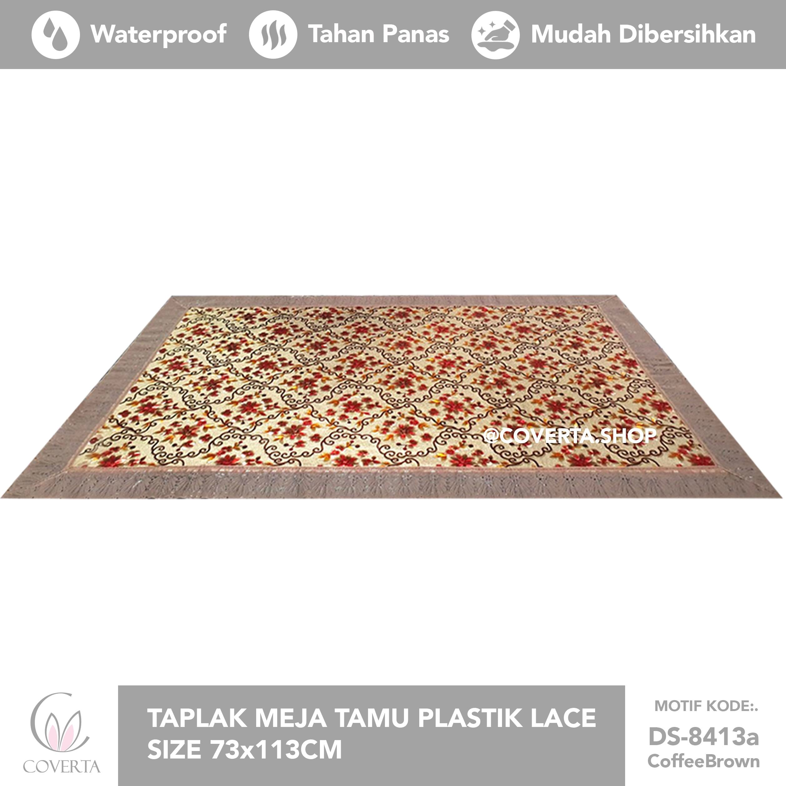 Taplak Meja Tamu Plastik Lace Waterproof Gold