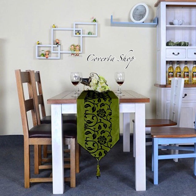 Table Runner - Taplak Meja Panjang - Satin - Green - 30x200cm