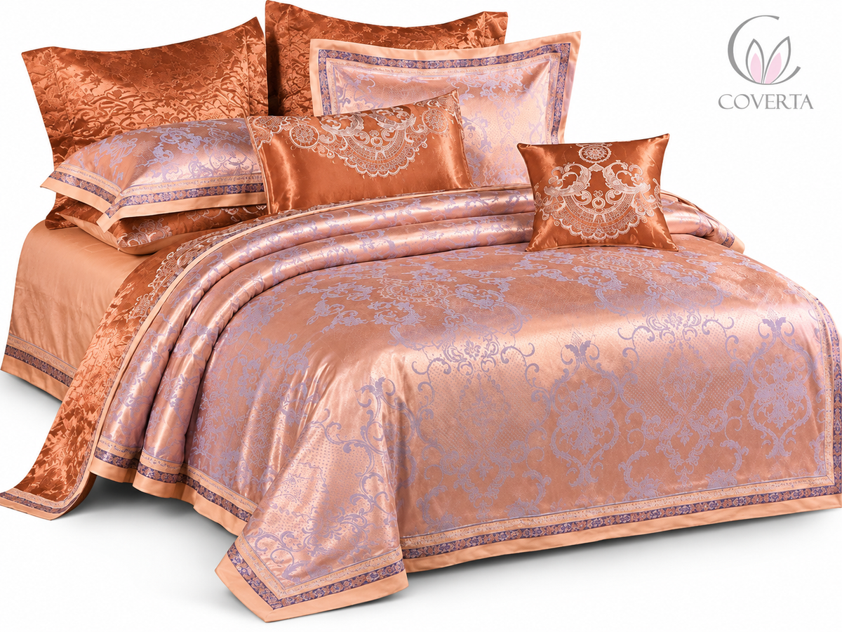 Bedcover Pengantin Baru Silk Sutera Warna Merah