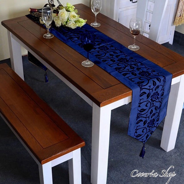 Table Runner - Taplak Meja Panjang - Satin - Blue - 30x200cm