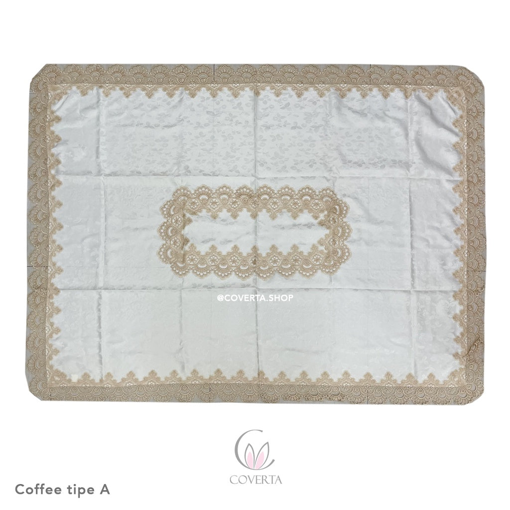 Taplak Meja Makan Bordir Segi  175x130cm (4-6kursi) - Sarung Kursi Tidak Termasuk