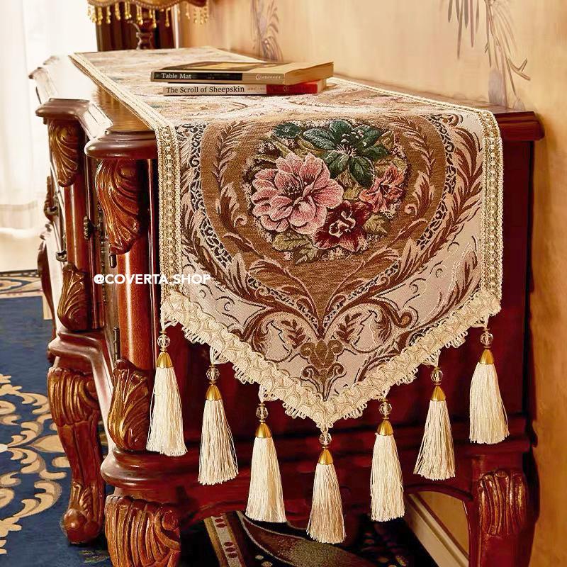 Table Runner Aurelie Dekorasi Meja Klasik Mewah | Taplak Meja Panjang Elegan | 35x160 35x200 35x260