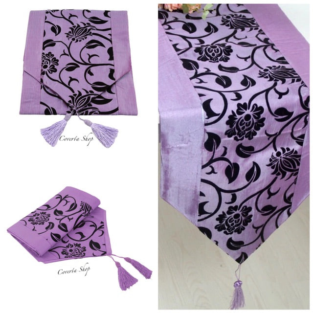Table Runner Satin - Taplak Meja Panjang - Purple - 30x200cm