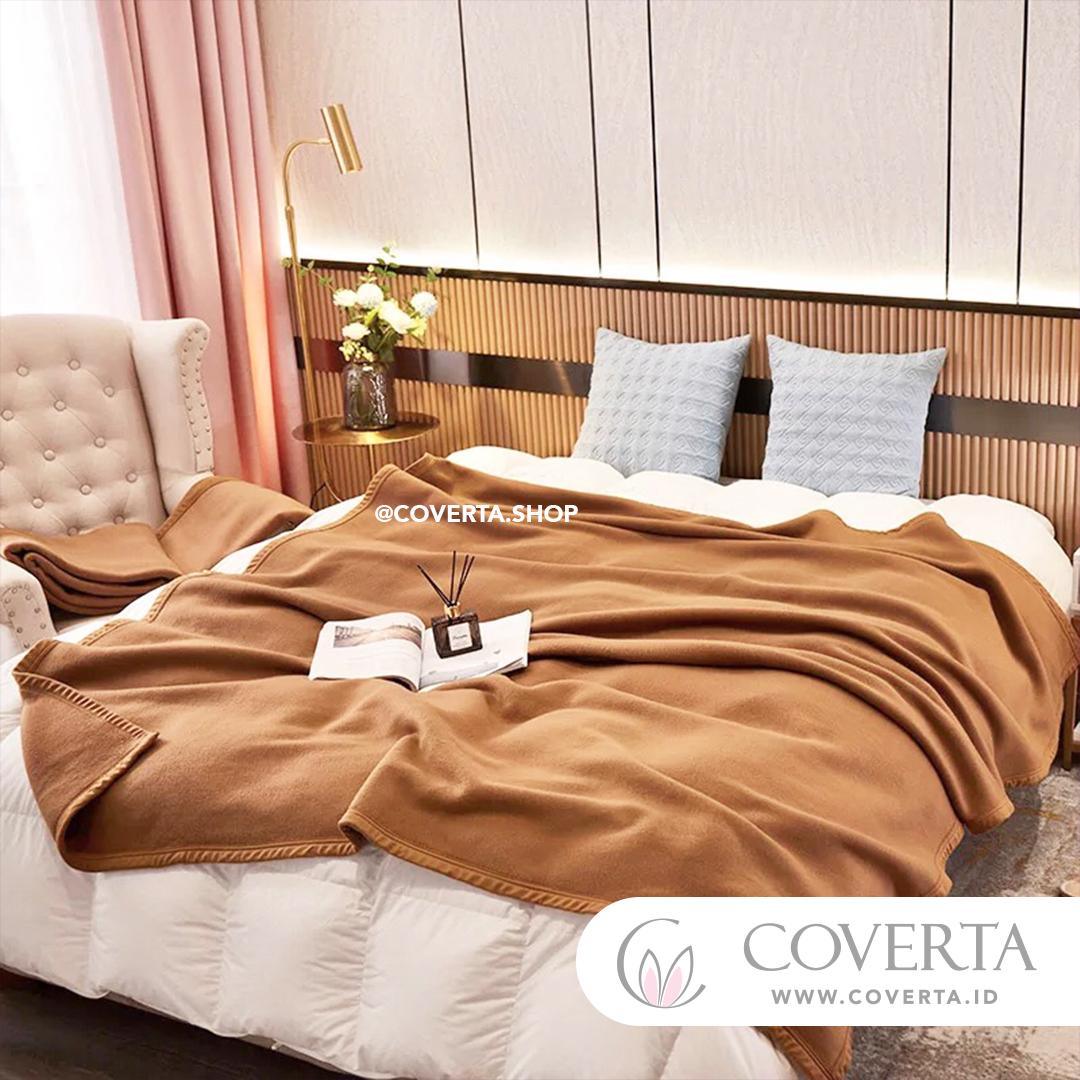 Selimut Flanel Coklat Muda 160x200cm