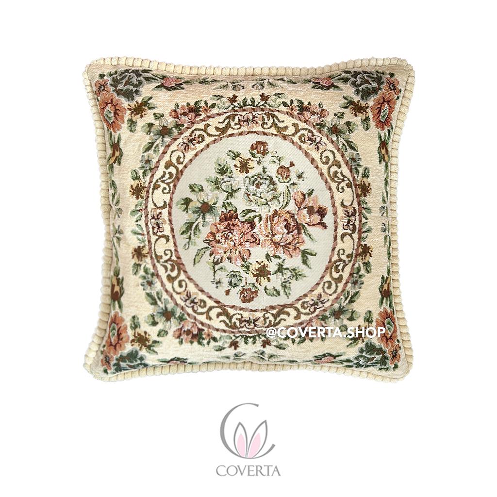 Sarung Bantal Sofa Belgian Floral Premium 45x45cm – Vintage Elegan Bahan Tebal dan Halus
