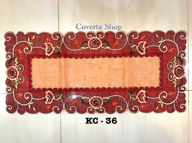Taplak Meja Tamu Kaca Bordir 40x90cm