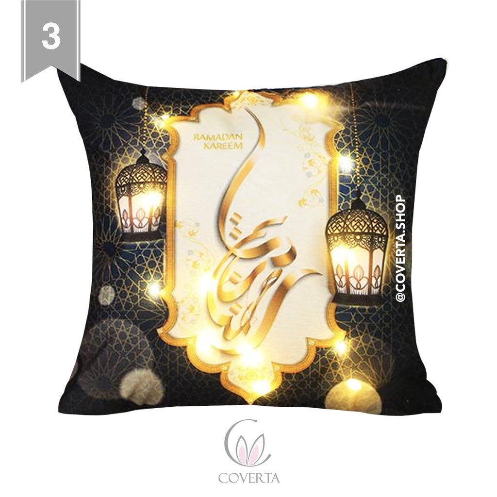 Sarung Bantal Sofa Lebaran / Idul Fitri / Ramadhan dengan Lampu LED - 45x45cm