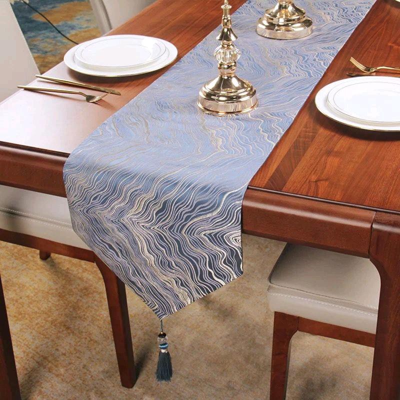Coverta Table Runner / Taplak Meja Tamu / Taplak Meja Makan Motif Marmer Marble