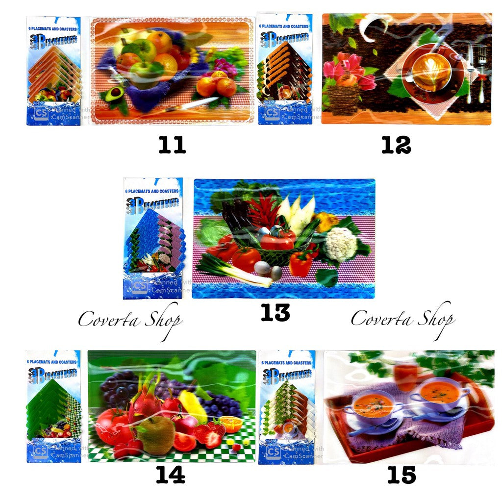 Tatakan Gelas dan Tatakan Piring Motif 3D - Placemats dan Coasters