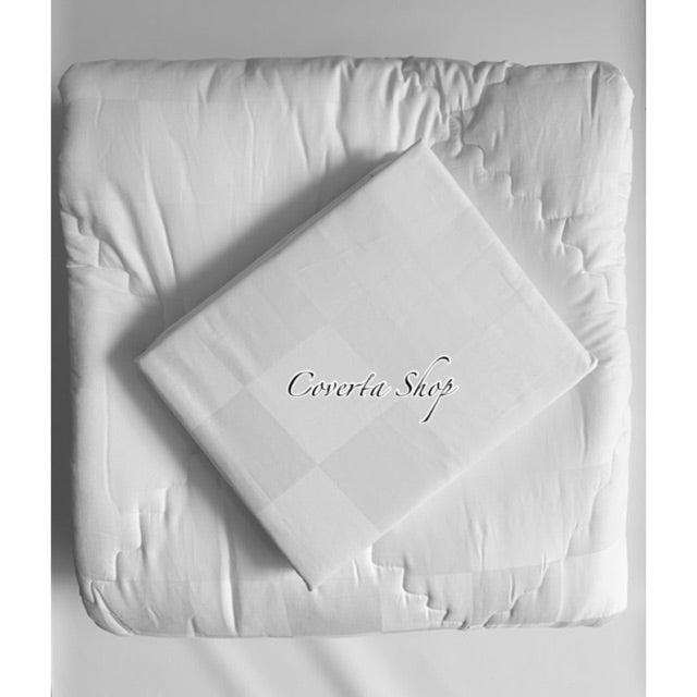 Bed Cover Set Hotel Putih Salur / Kotak Dobby 300TC - Size 160/180/200x200x40cm
