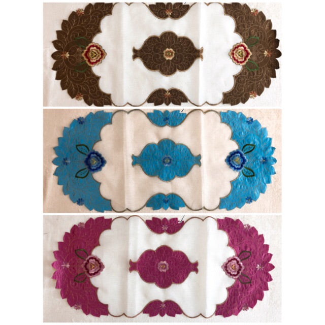 Taplak Meja Tamu Oval Bordir 40x85cm (Kode B16-33 Oval)