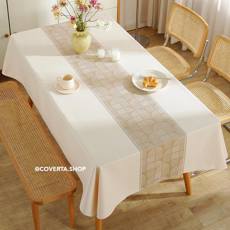 Taplak Meja Makan Raya - Taplak Meja Makan Linen Estetik Motif Raya | Alas Meja Makan Minimalis