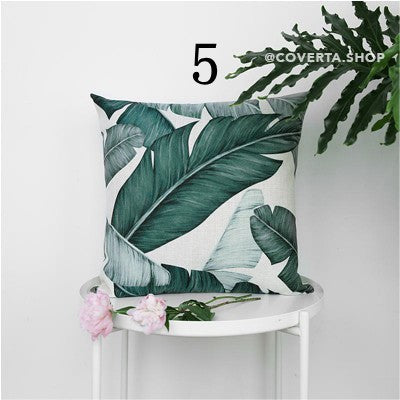 Sarung Bantal Kursi Sofa Hijau - Monstera 45x45cm