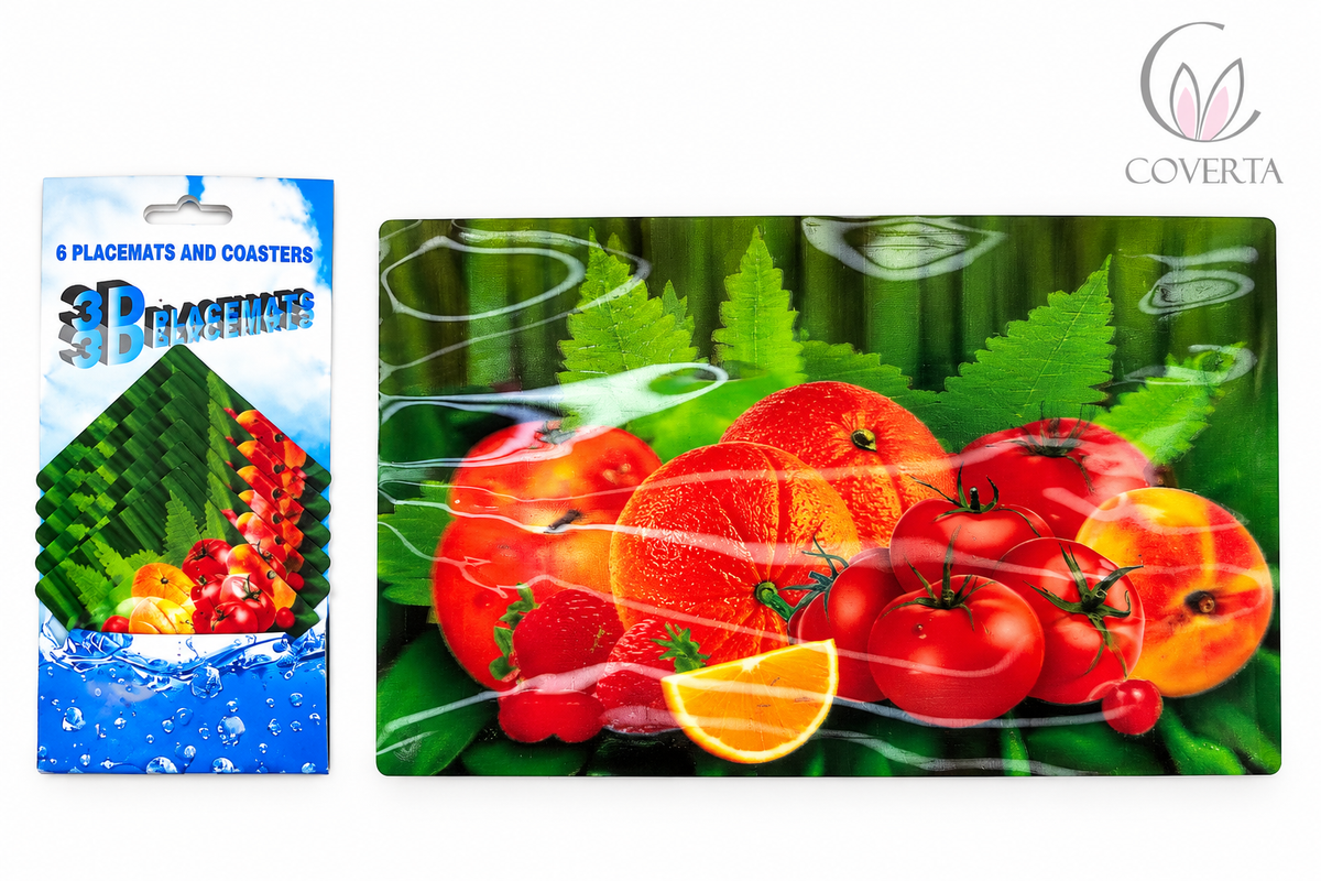 Tatakan Piring dan Tatakan Gelas Motif 3D Placemats dan Coasters