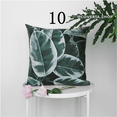 Sarung Bantal Kursi Sofa Hijau - Monstera 45x45cm