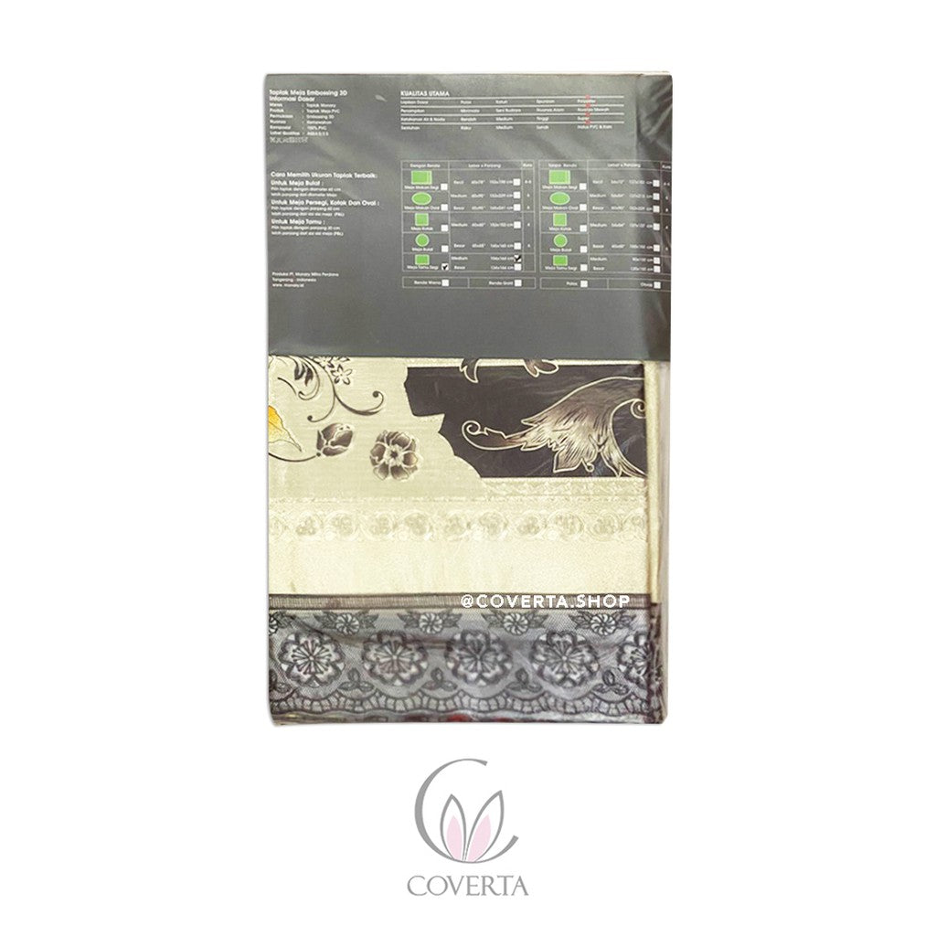 Taplak Meja Makan Plastik Segi Emboss 3D - Size 104x164cm